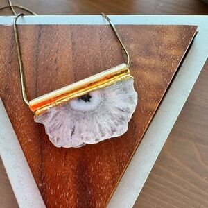 Handmade solar quartz crystal slice necklace